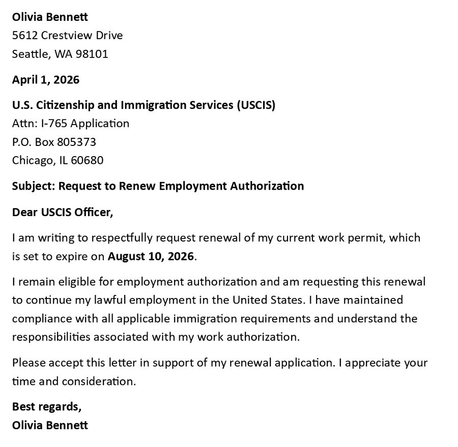 Request to Renew Employment Authorization
