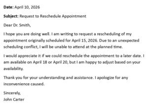 Request to Reschedule Appointment