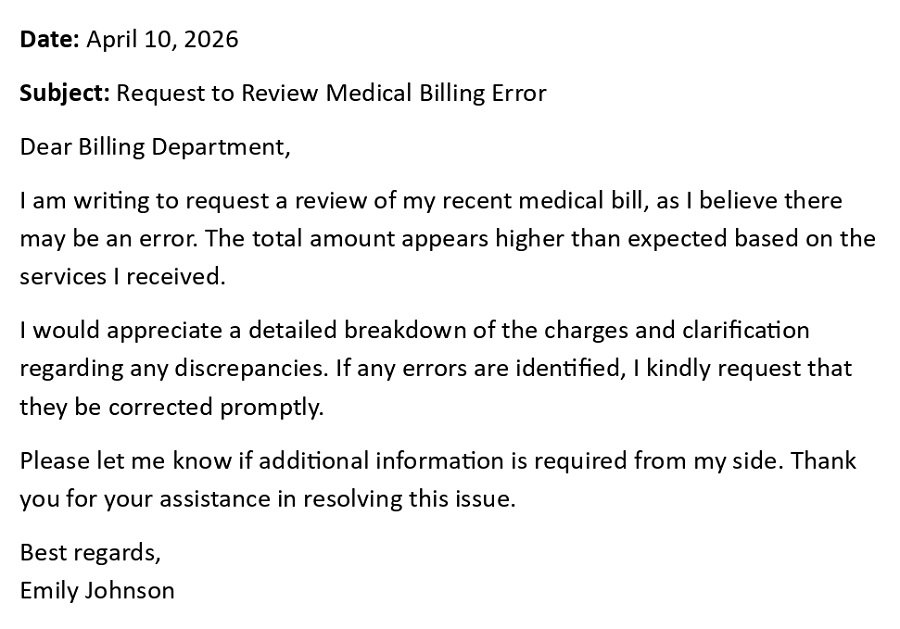 Request to Review Medical Billing Error