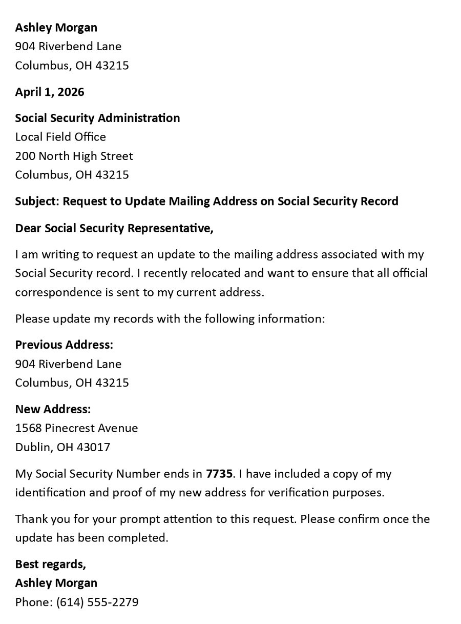 Request to Update Mailing Address on Social Security Record