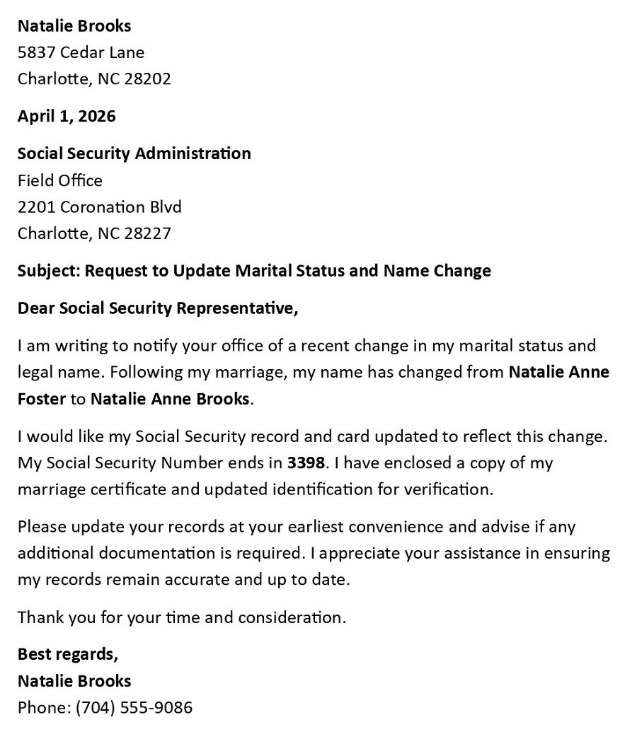 Request to Update Marital Status and Name Change