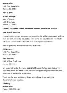 Address Change Letter to Bank (USA Format + 5 Examples)