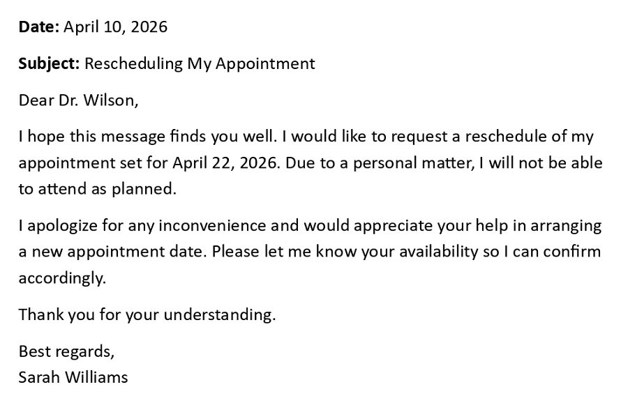 Rescheduling My Appointment