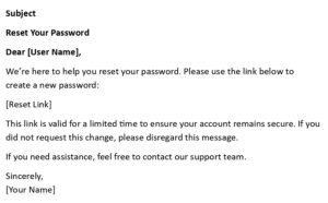 Password Reset Email Template (USA Format + 5 Examples)