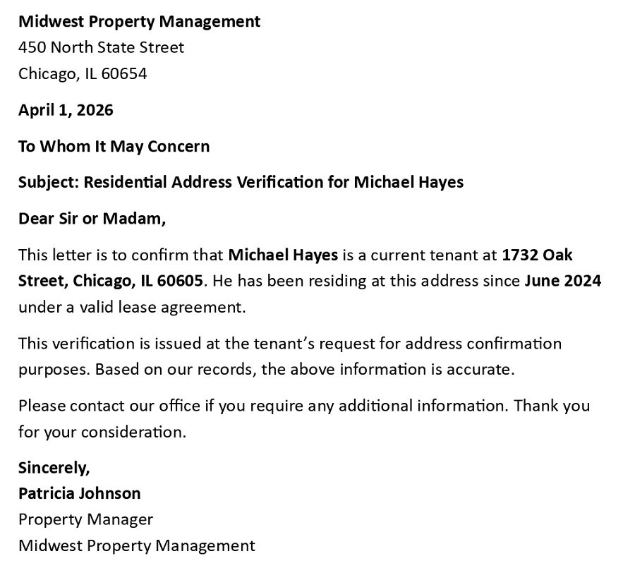 Residential Address Verification for Michael Hayes