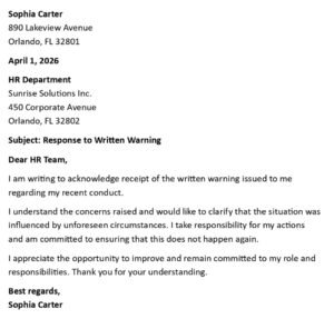 Response to Written Warning