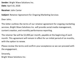 Retainer Agreement for Ongoing Marketing Services