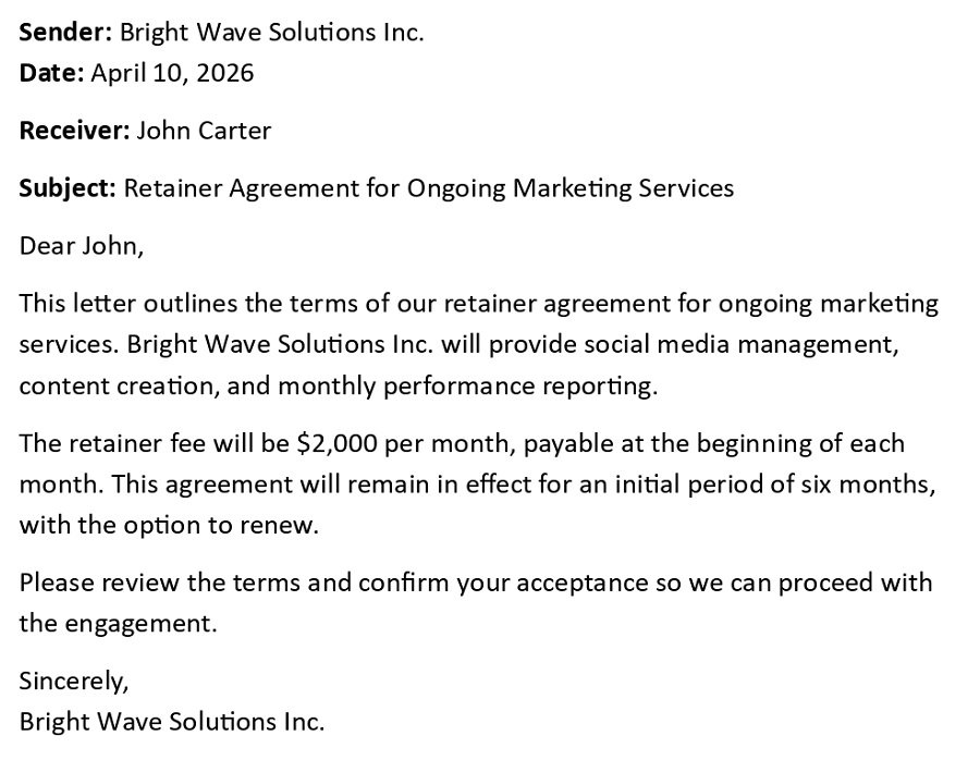 Retainer Agreement for Ongoing Marketing Services