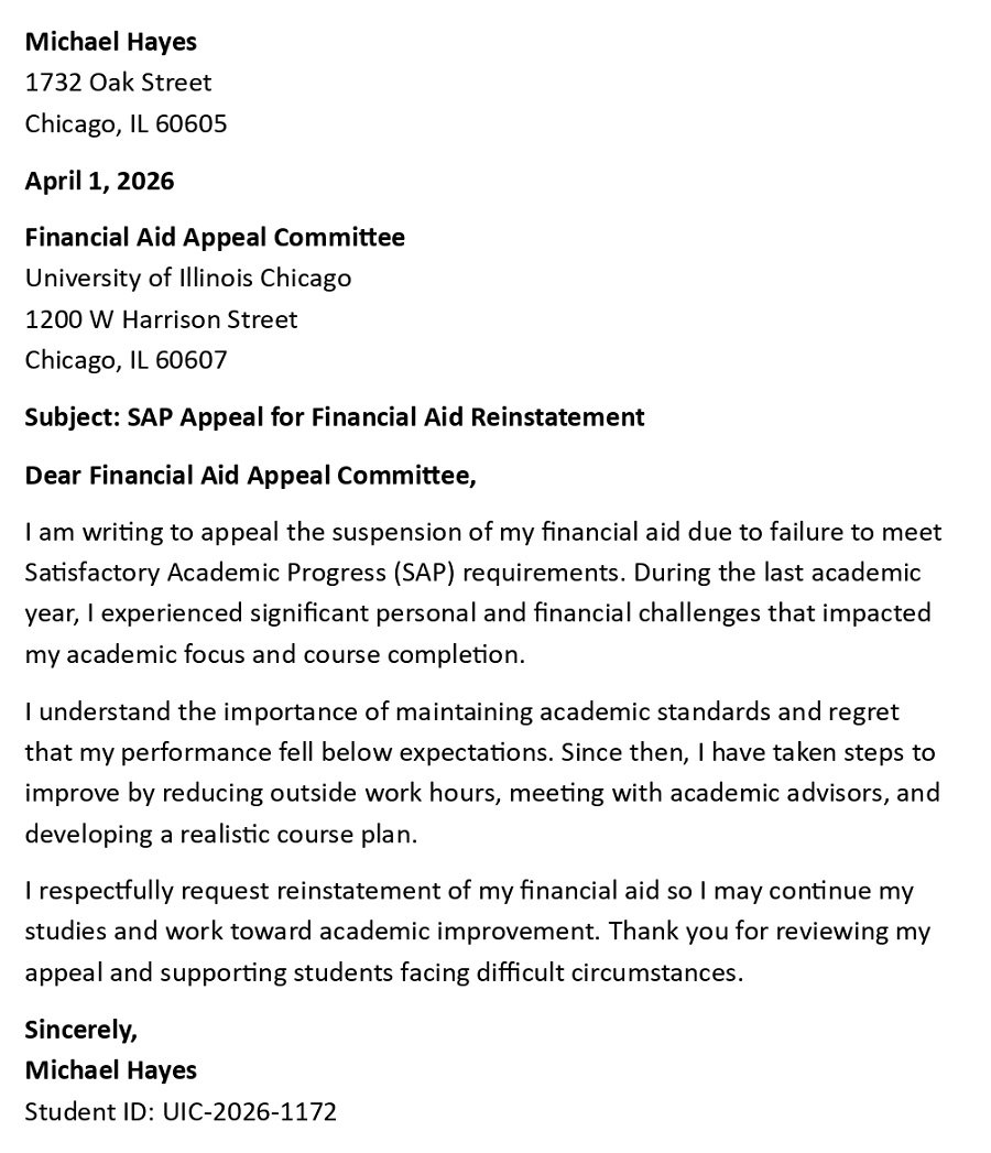 SAP Appeal for Financial Aid Reinstatement