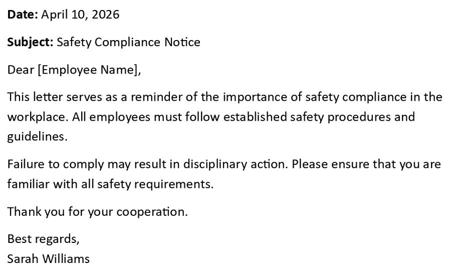 Safety Compliance Notice