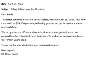 Salary Revision Letter (USA HR Format + 5 Templates)