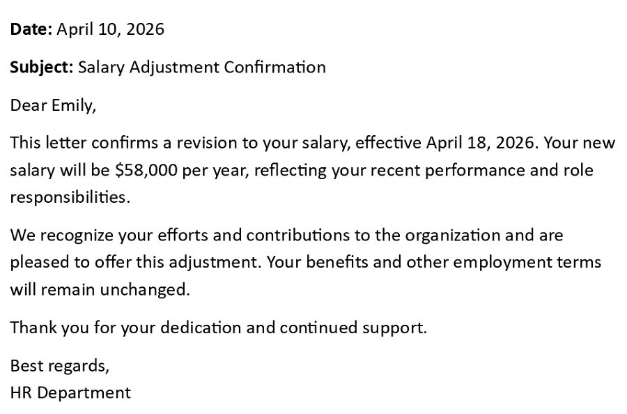 Salary Adjustment Confirmation