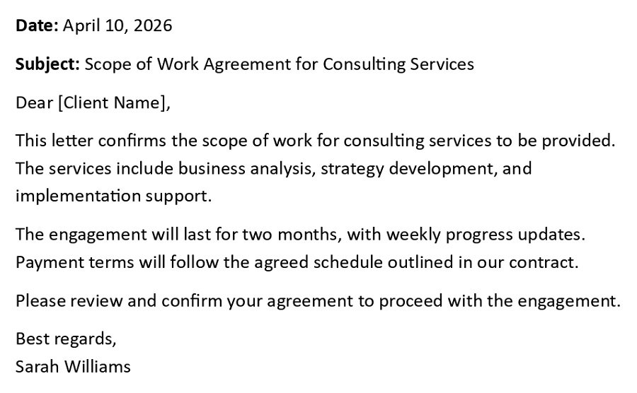 Scope of Work Agreement for Consulting Services