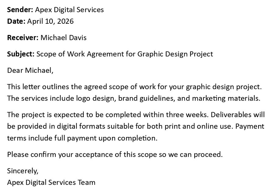 Scope of Work Agreement for Graphic Design Project