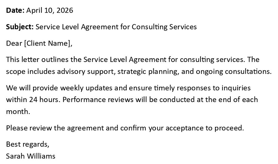 Service Level Agreement for Consulting Services