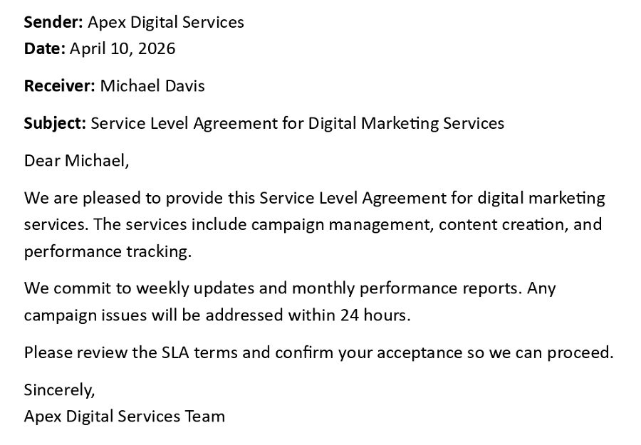 Service Level Agreement for Digital Marketing Services
