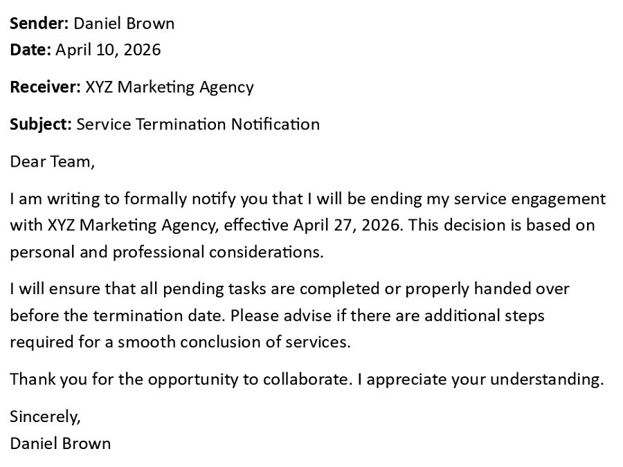 Service Termination Notification