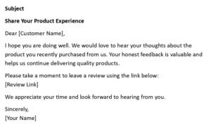 Product Review Request Email (USA Format + 5 Samples)