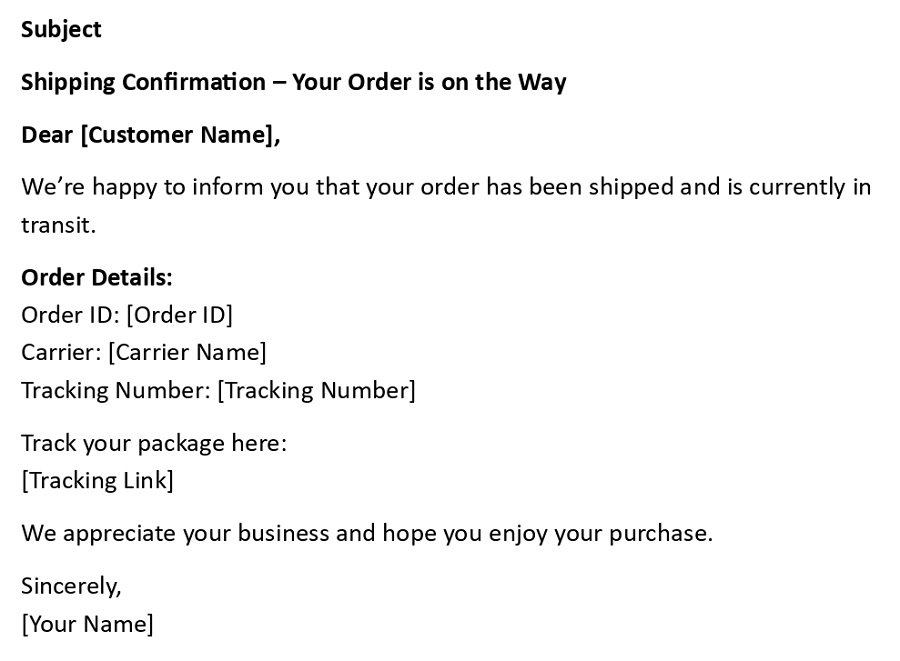 Shipping Confirmation – Your Order is on the Way