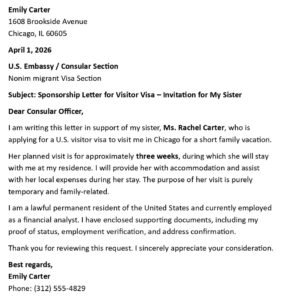 Sponsorship Letter for Visitor Visa (USA Format + 5 Examples)