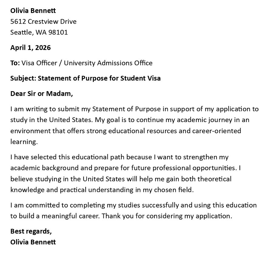 Statement of Purpose for Student Visa