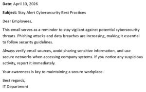 Cybersecurity Awareness Email (USA Format + 5 Templates)