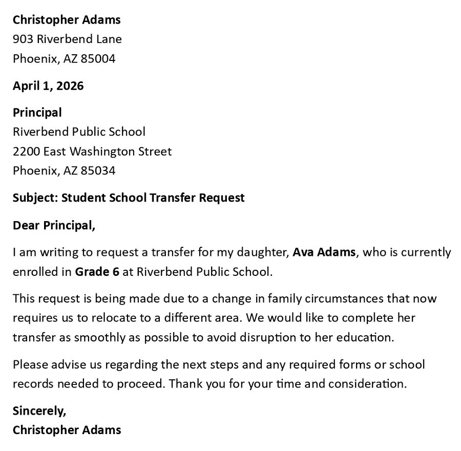 Student School Transfer Request