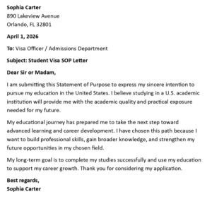 Student Visa SOP Letter (USA Format + 5 Samples)