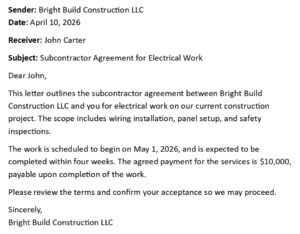 Subcontractor Agreement Letter (USA Format + 5 Samples)