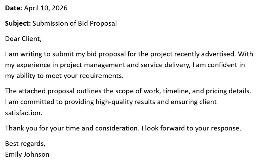 Submission of Bid Proposal