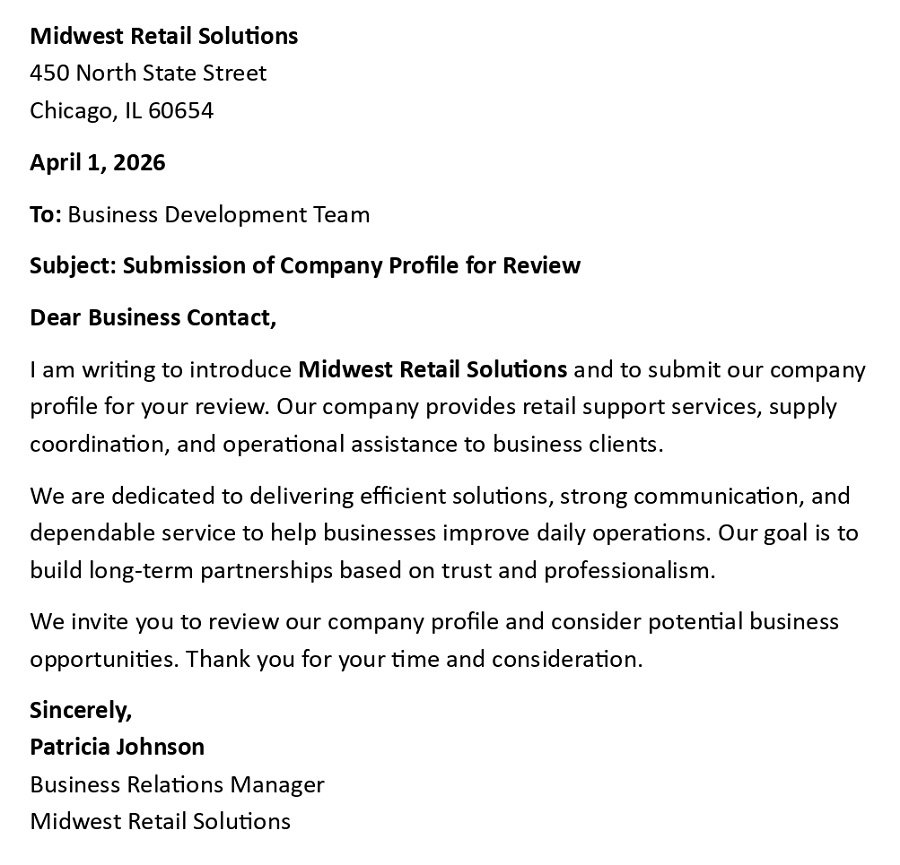 Submission of Company Profile for Review