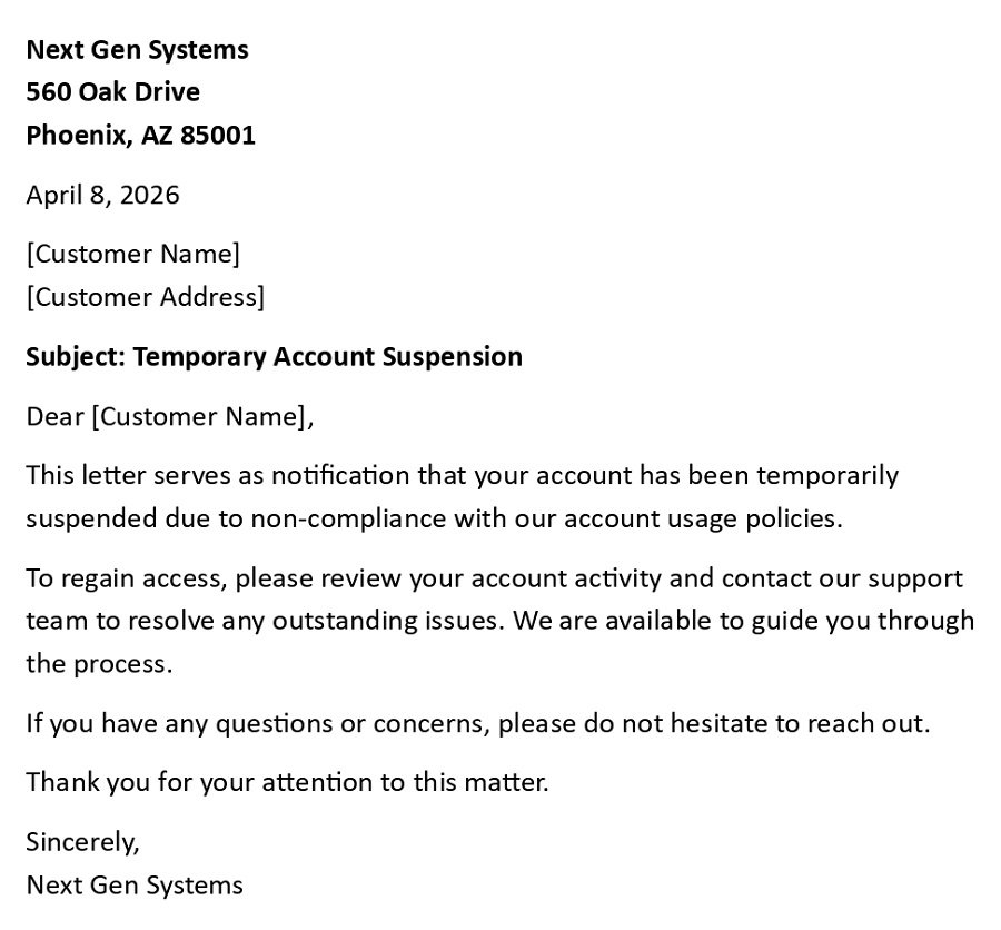 Temporary Account Suspension
