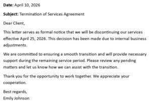 Termination of Services Agreement