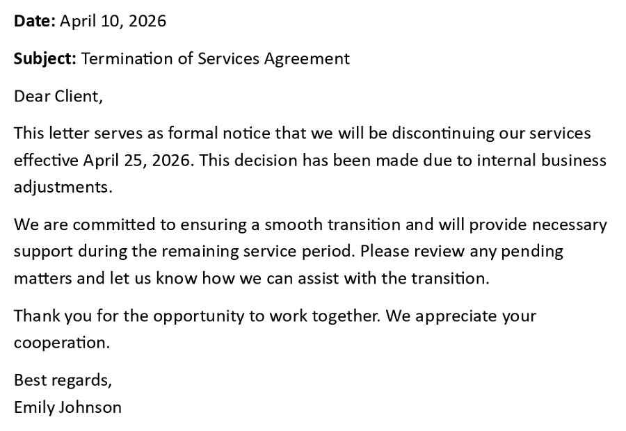 Termination of Services Agreement
