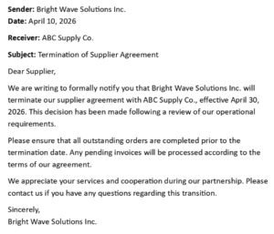 Supplier Agreement Termination Letter (USA Format + 5 Examples)