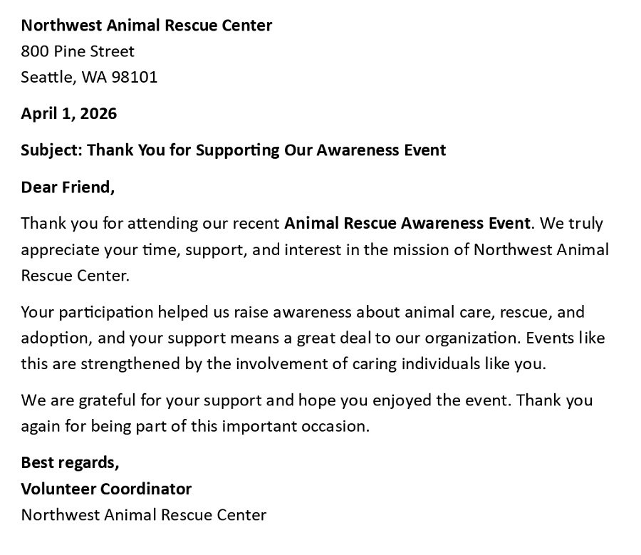 Thank You for Supporting Our Awareness Event