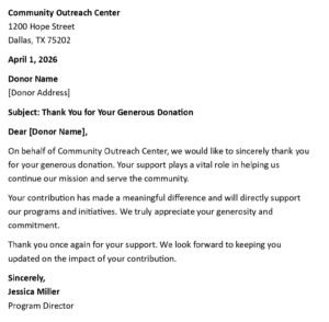 Charity Donation Thank You Letter (USA Format + 5 Templates)