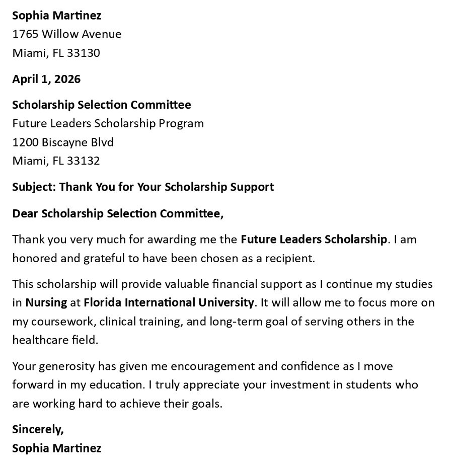 Thank You for Your Scholarship Support