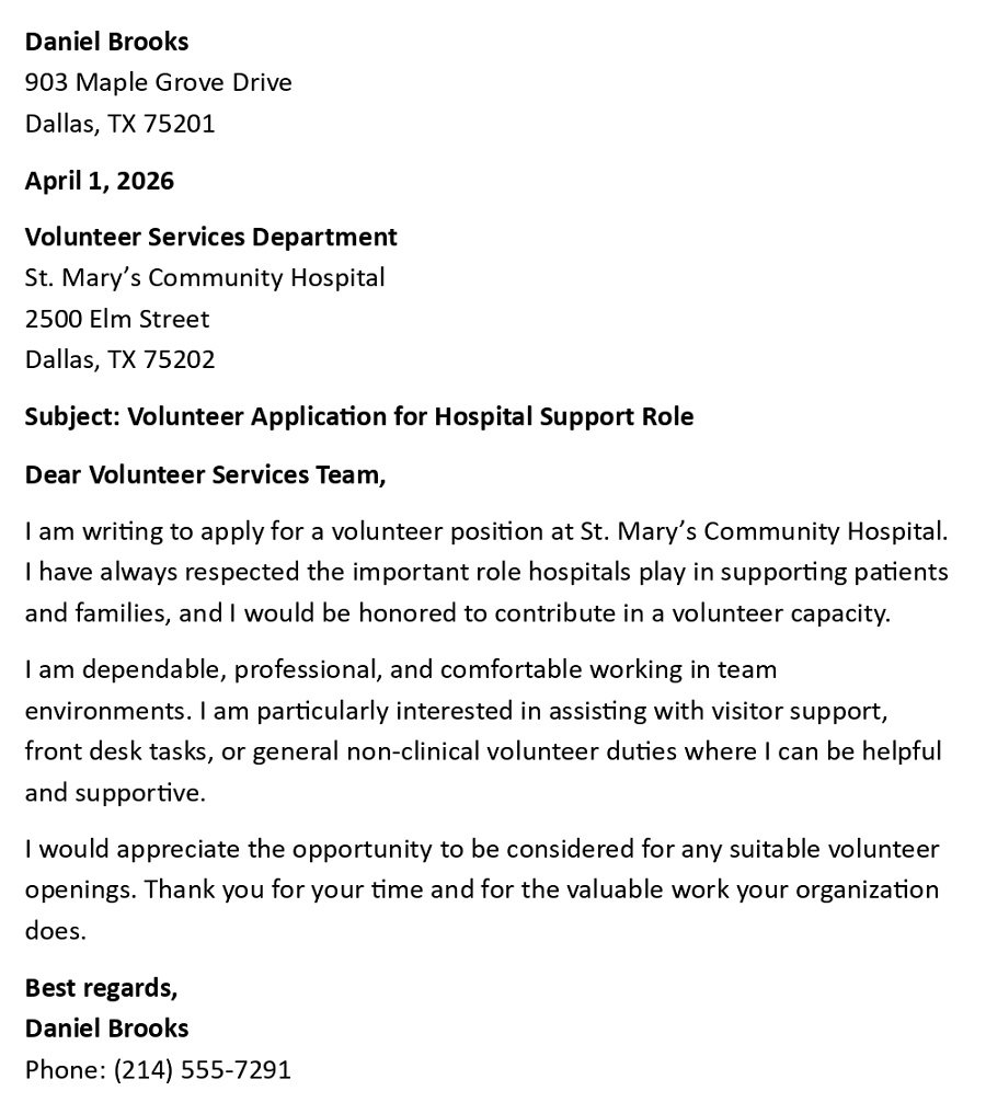 Volunteer Application for Hospital Support Role