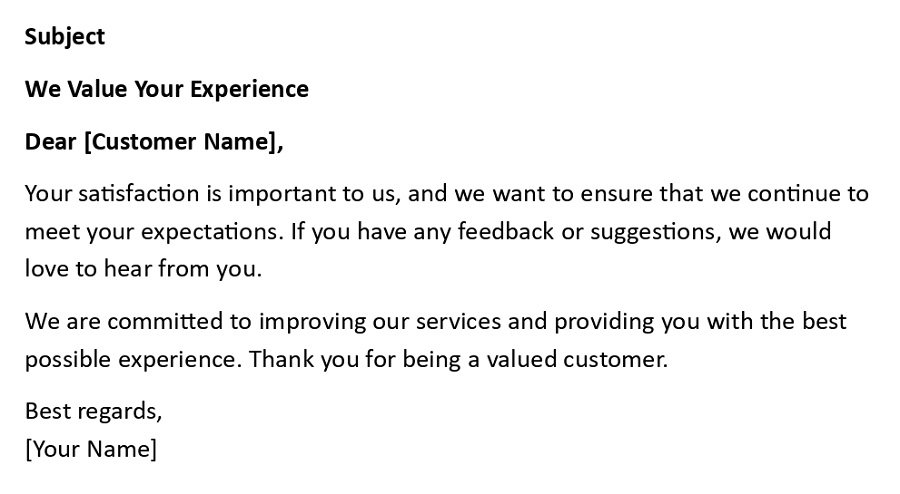 We Value Your Experience