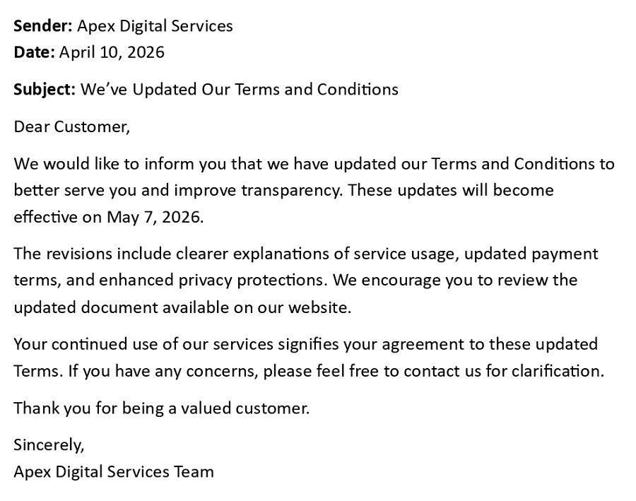 We’ve Updated Our Terms and Conditions