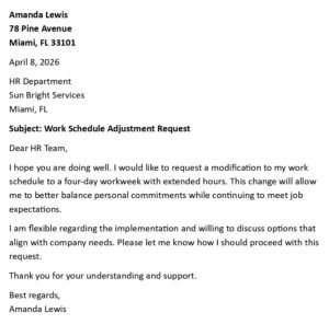 Work Schedule Change Letter (USA HR Format + 5 Templates)