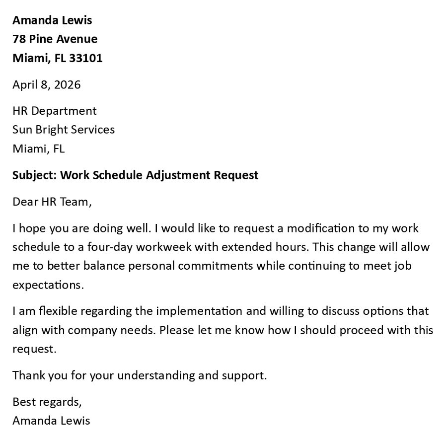 Work Schedule Adjustment Request