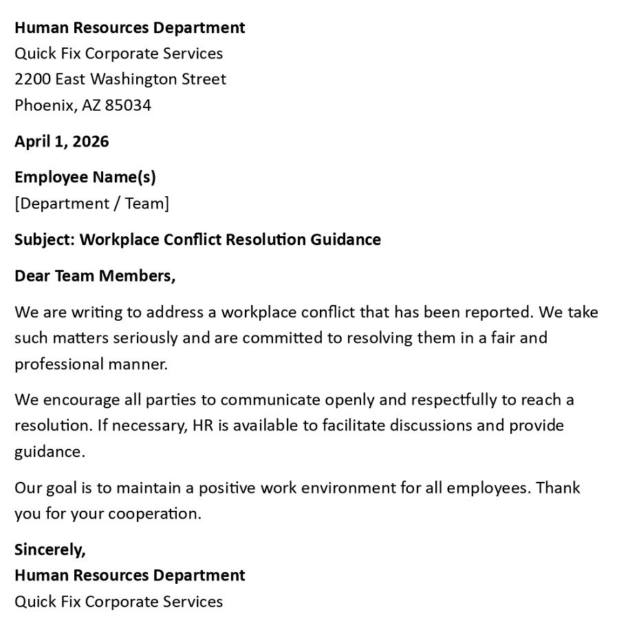 Workplace Conflict Resolution Guidance