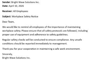 Workplace Safety Notice Letter (USA Format + 5 Templates)