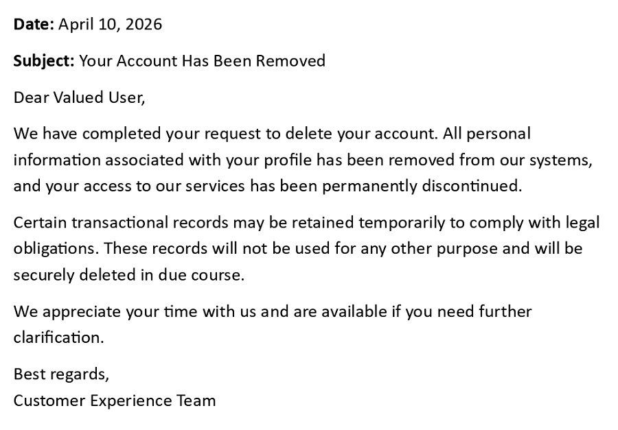 Your Account Has Been Removed