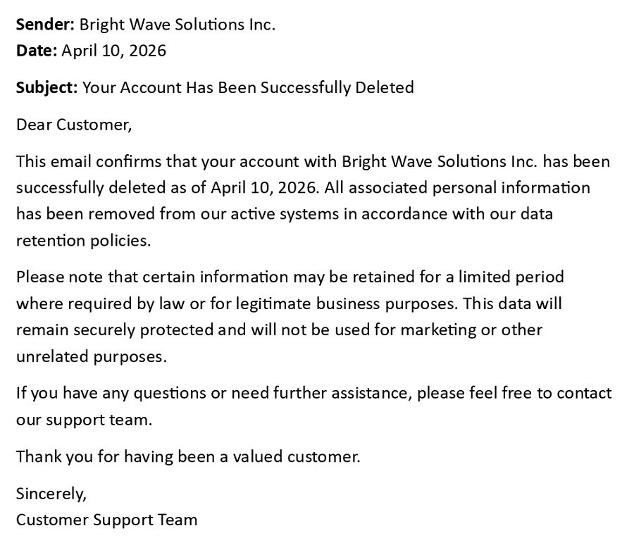 Your Account Has Been Successfully Deleted