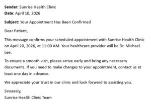 Doctor Appointment Confirmation Email (USA Format + 5 Examples)