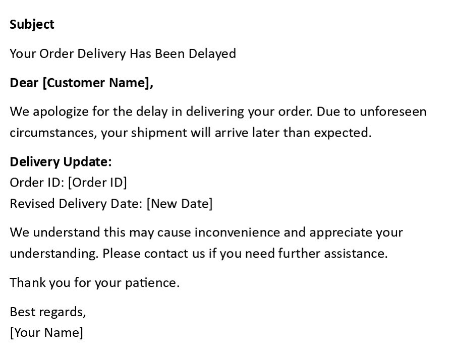 Your Order Delivery Has Been Delayed