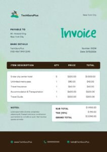 Invoice Template- Beautiful Travel Agency Word File (Free Download)